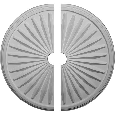 Ekena Millwork Leandros Ceiling Medallion, Two Piece (Fits Canopies up to 5"), 33 1/8"OD x 3 1/2"ID x 1 3/8"P CM33LE2